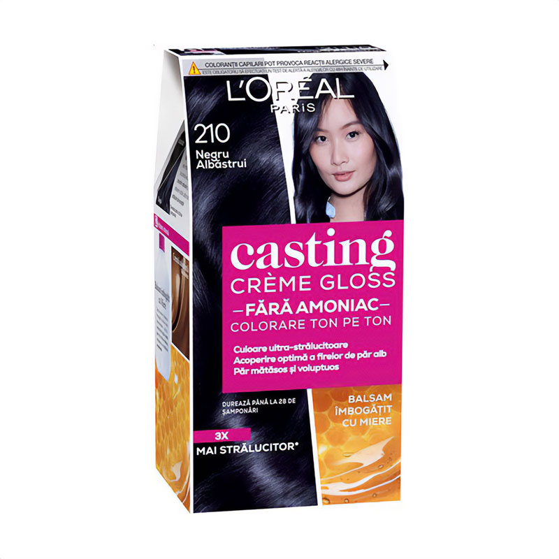 Уцінка! Безаміачна фарба для волосся L'Oreal Paris Casting Creme Gloss 210 Чорний перламутровий, 180 мл